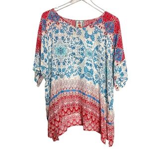 Johnny Was Womens Floral Bohemian Romantic Lightweight Tunic Size Small